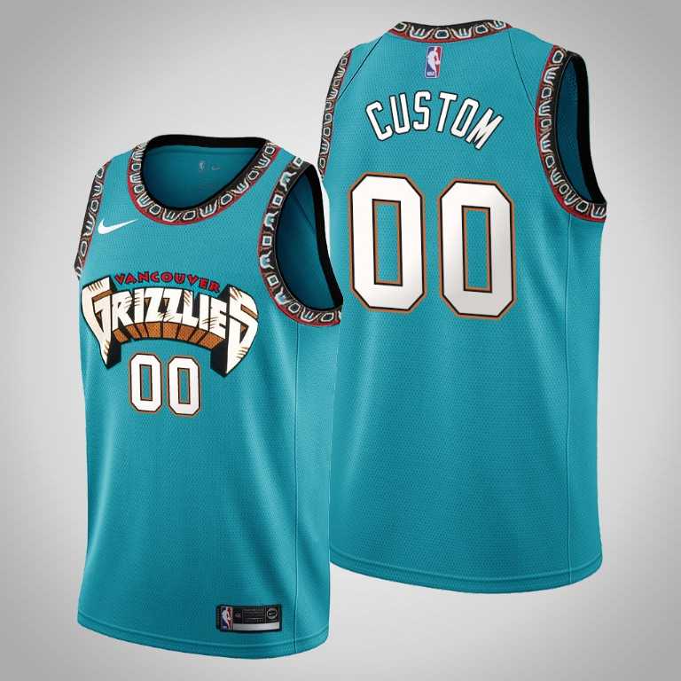 Men & Youth Customized Memphis Grizzlies #00 Teal 25th Season Vancouver Throwbacks Jersey